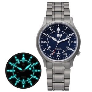 BERNY Quartz Watch Super Luminous‎ Waterproof Titanium Men's Vintage Pilot Watch